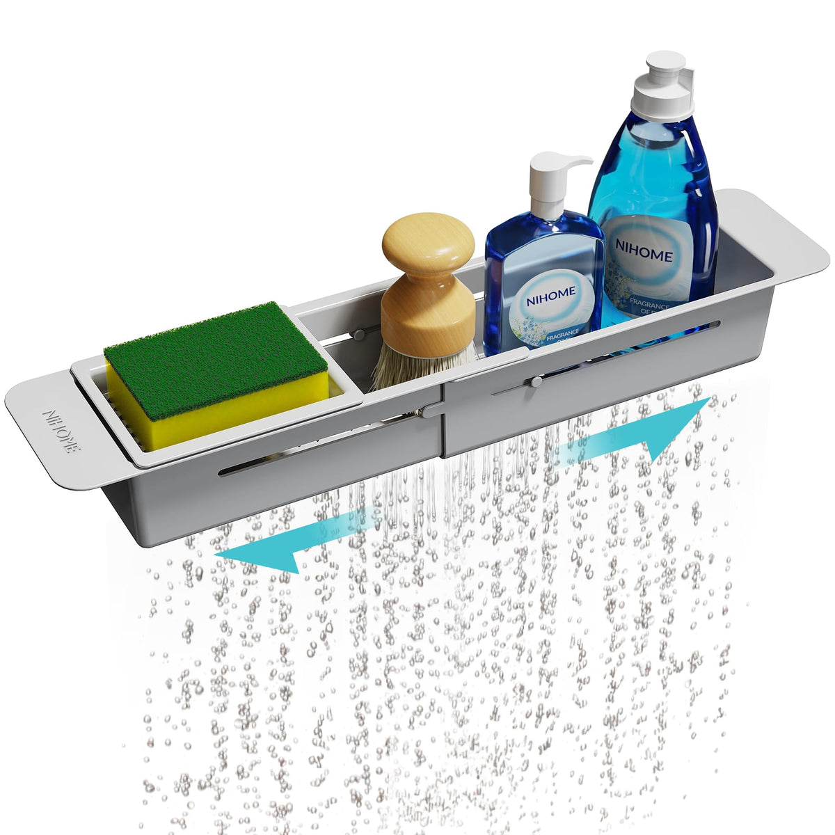 NiHome Extendable Kitchen Sink Caddy, Small Brush Sponge Storage Holder