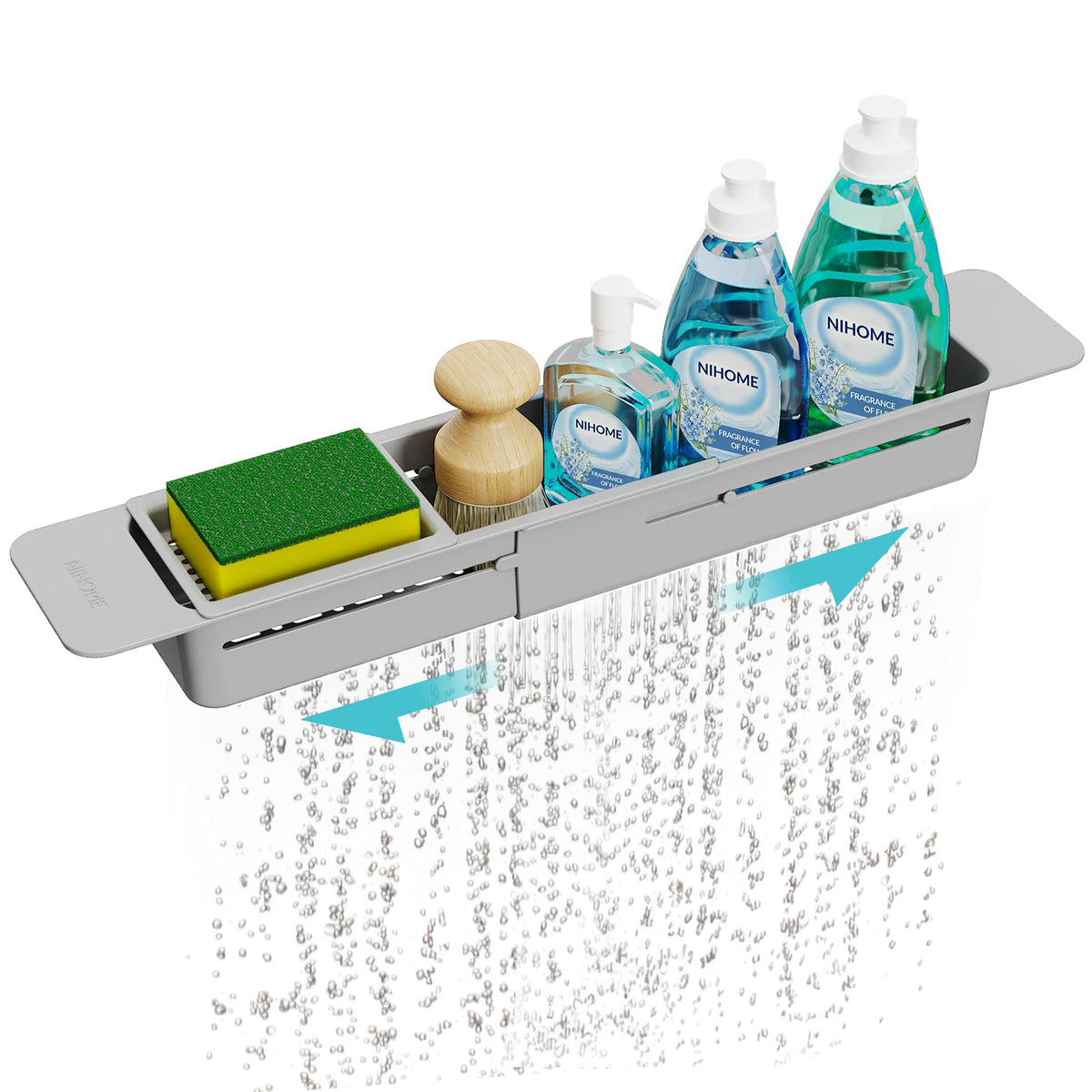 NiHome Extendable Kitchen Sink Caddy, Small Brush Sponge Storage Holder