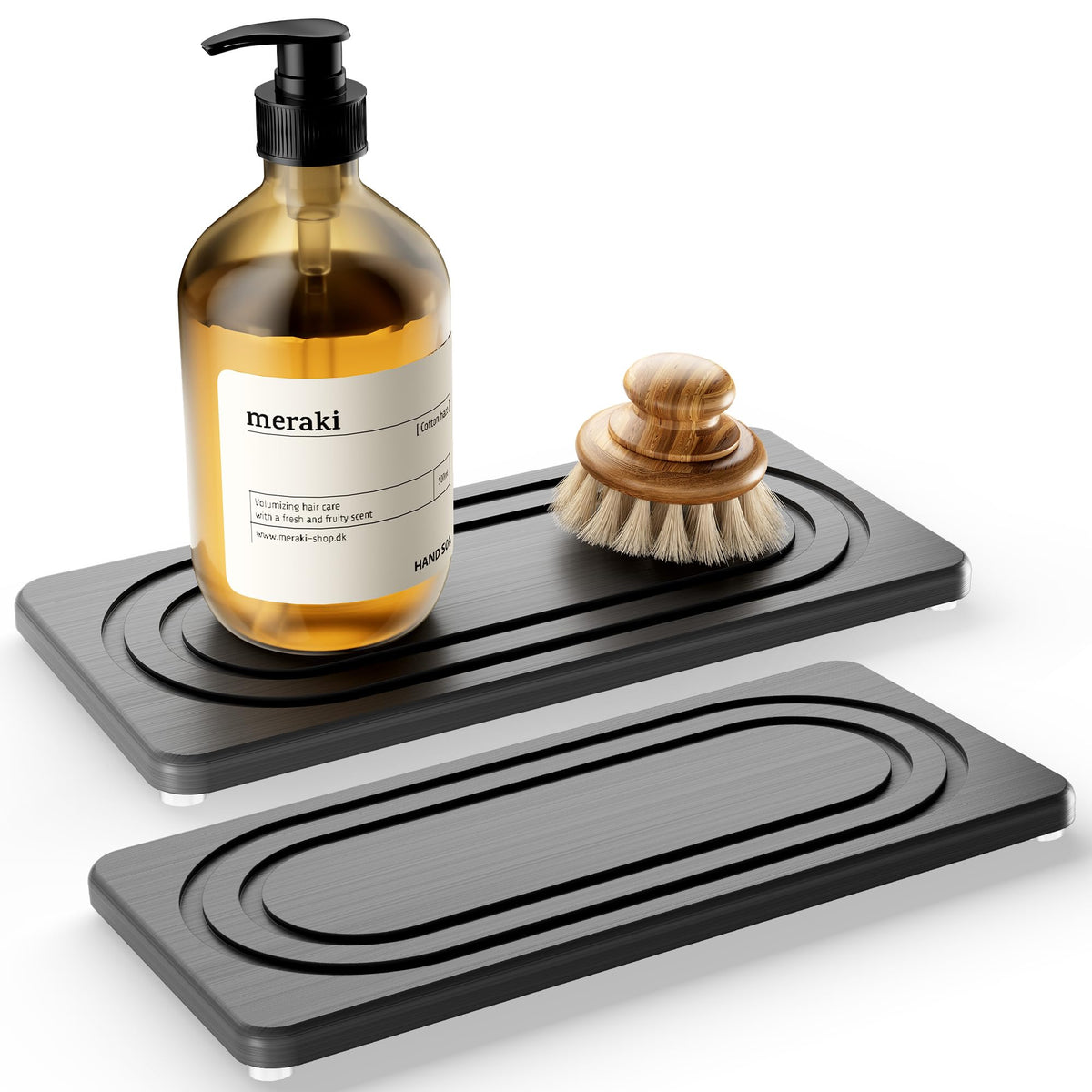 Water Absorbing Stone Tray, Quick Drying Diatomite Bathroom Tray Countertop, Stone Drying Mat for Kitchen Counter, Soap Dish Dispenser Vanity Organizer, White-A-8.3" x 4"