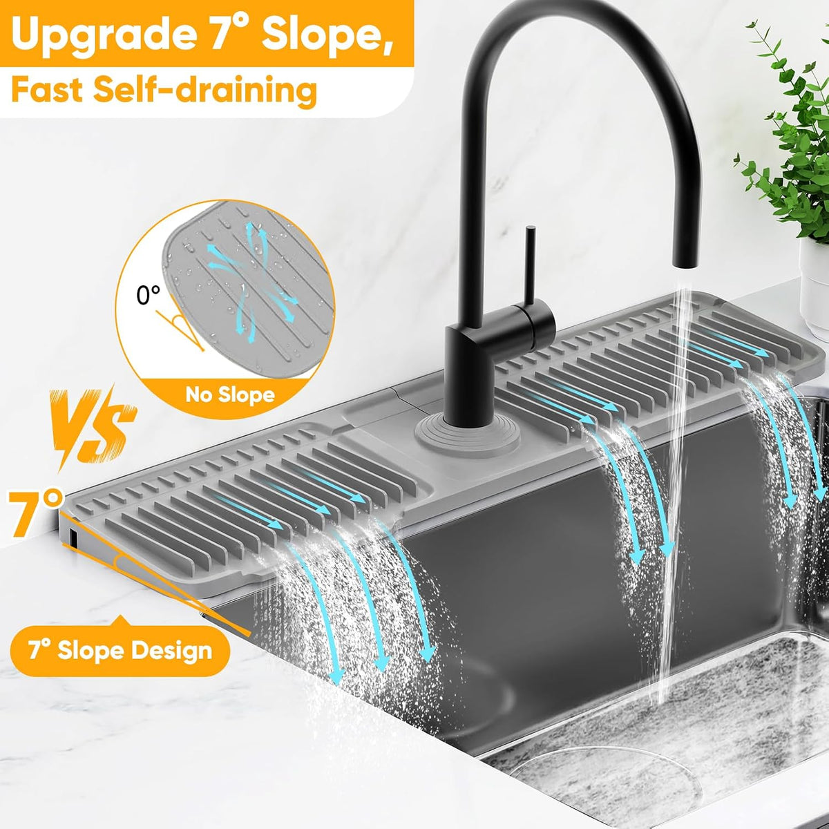 24'' Longer Faucet Mat for Kitchen Sink Water Splash Guard Behind Faucet