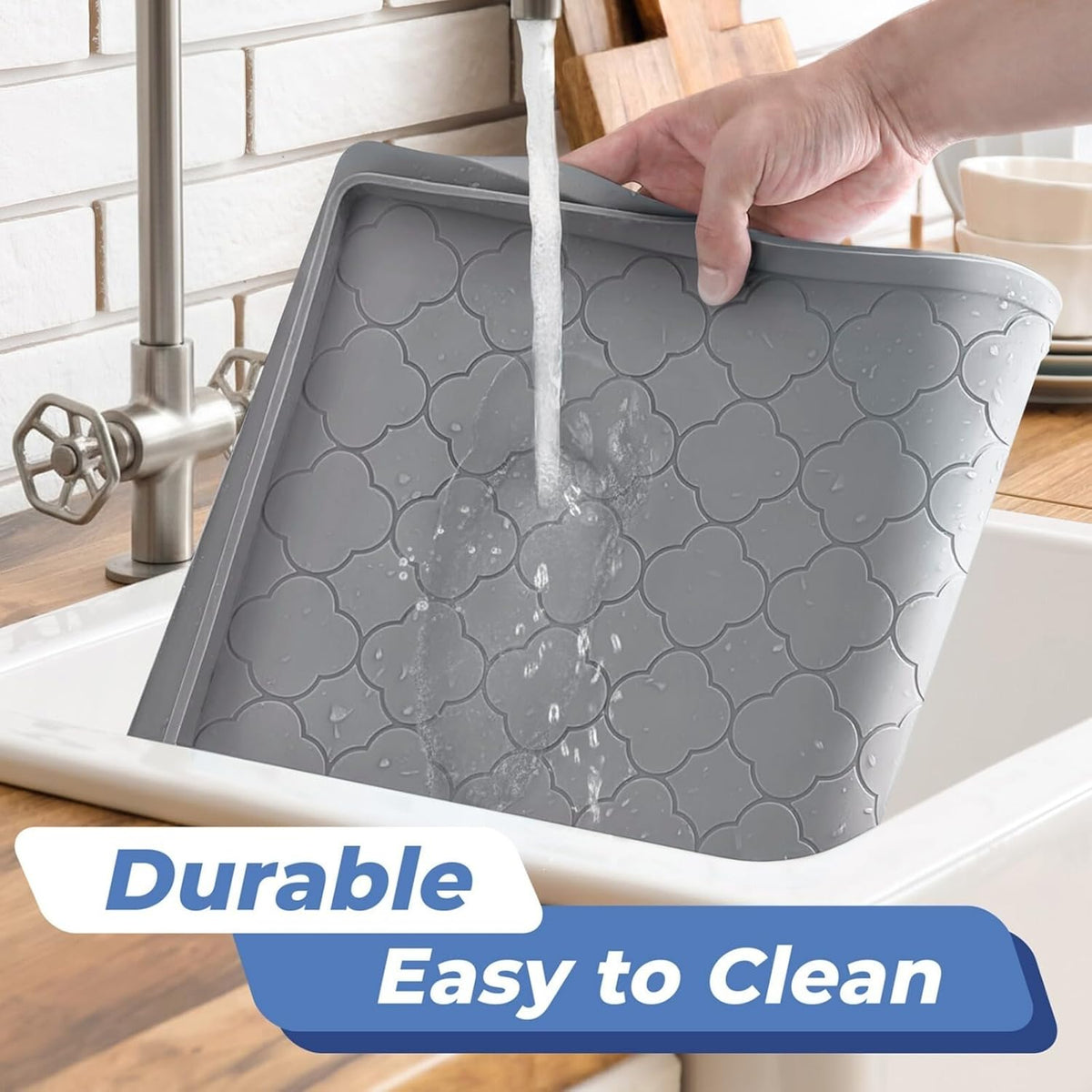 Jin&Bao Under Sink Mat 34" x 22" Waterproof Silicone Cabinet Kitchen Liner