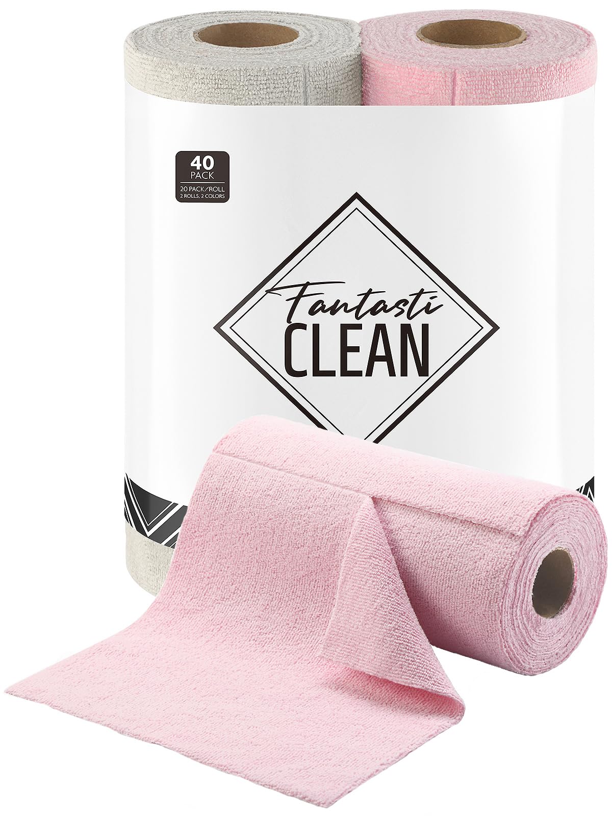 Fantasticlean Kitchen Towels Roll, 40 Sheets, 10''x 10'' (Beige, MossGreen)