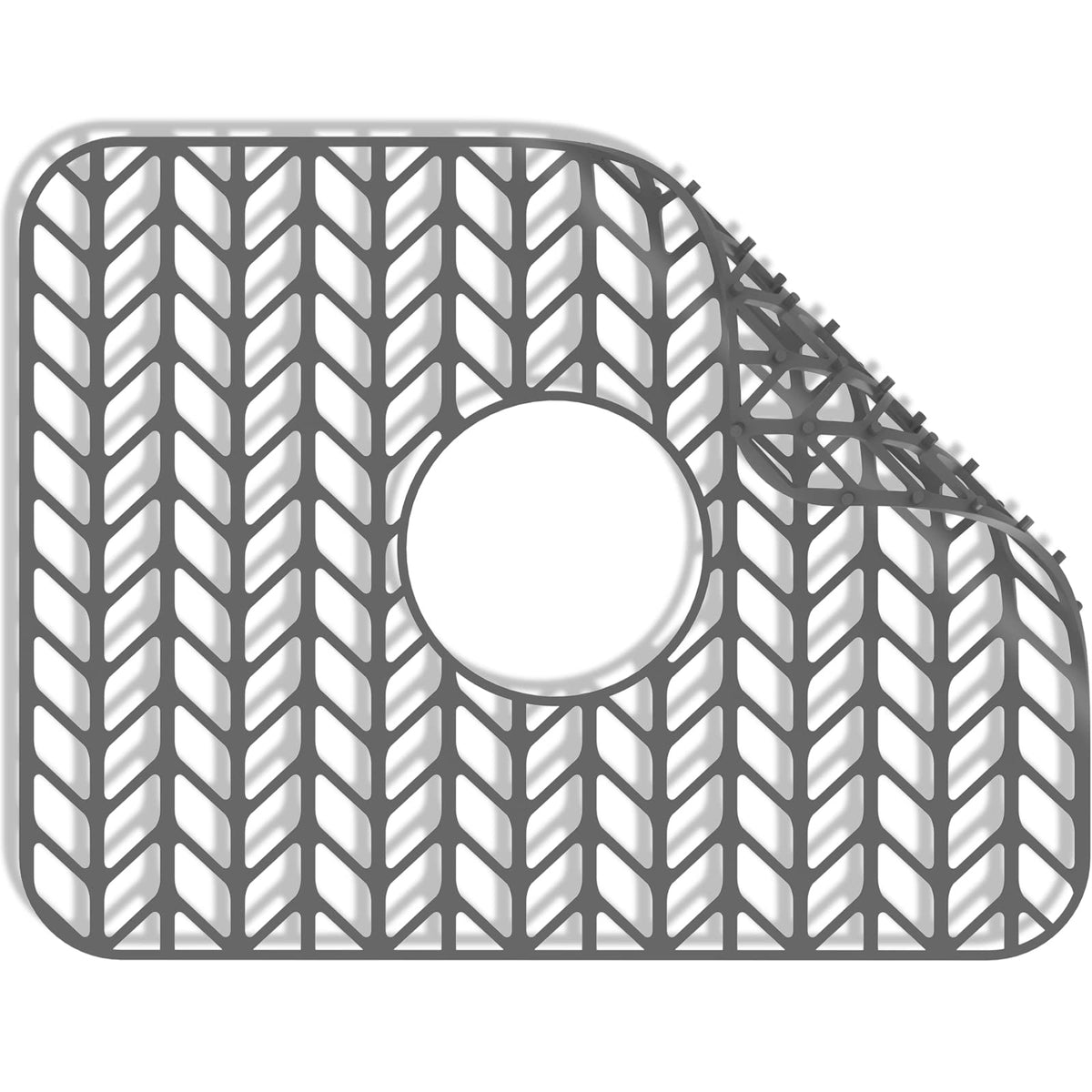 GUUKIN Sink Protectors for Kitchen Sink, 26''x 14'' Silicone Kitchen Sink Mat Grid for Bottom of Farmhouse Stainless Steel Porcelain Sink with Rear Drain (Grey)