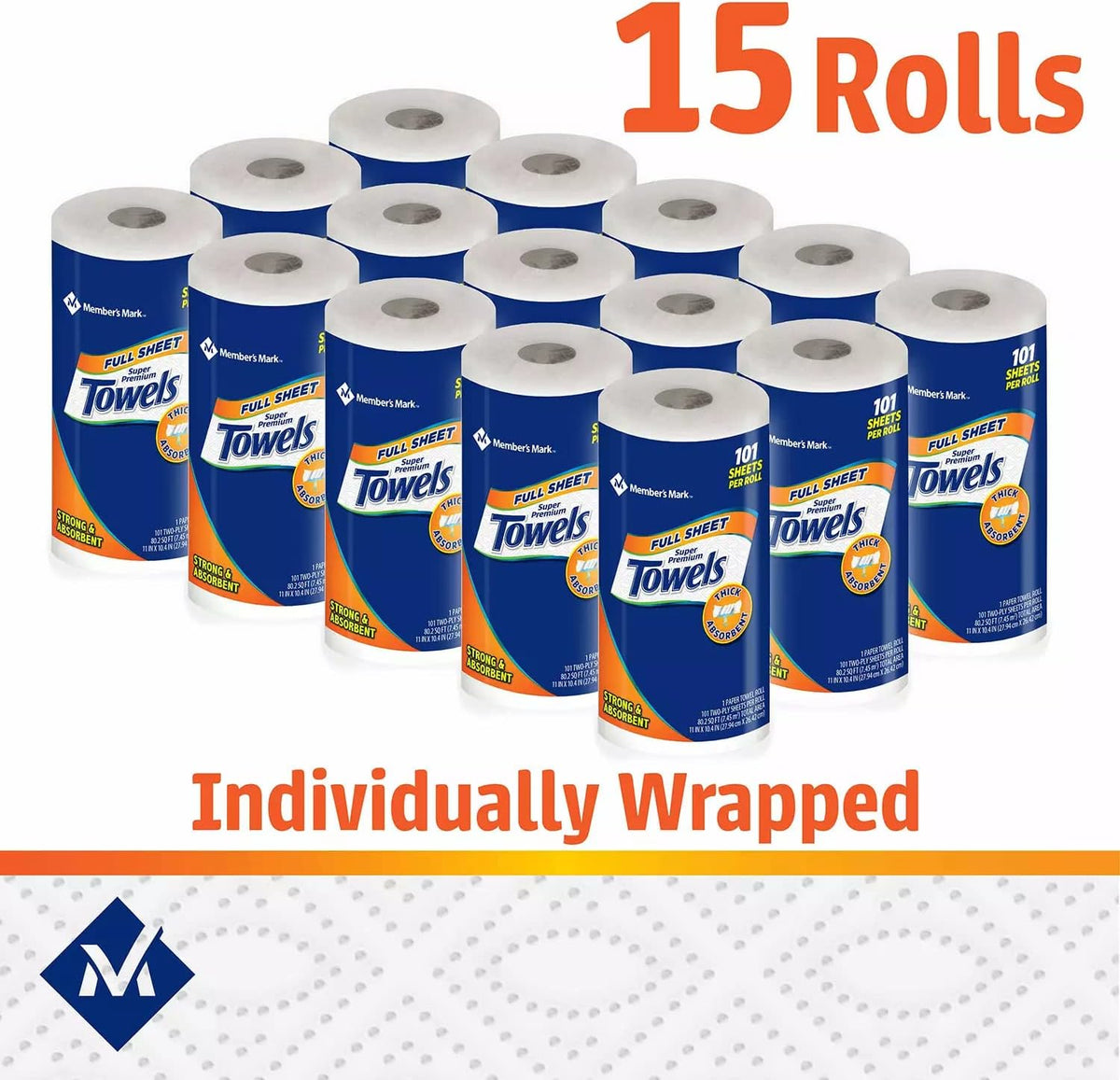 Member's Mark Super Premium Paper Towels, 15 Count