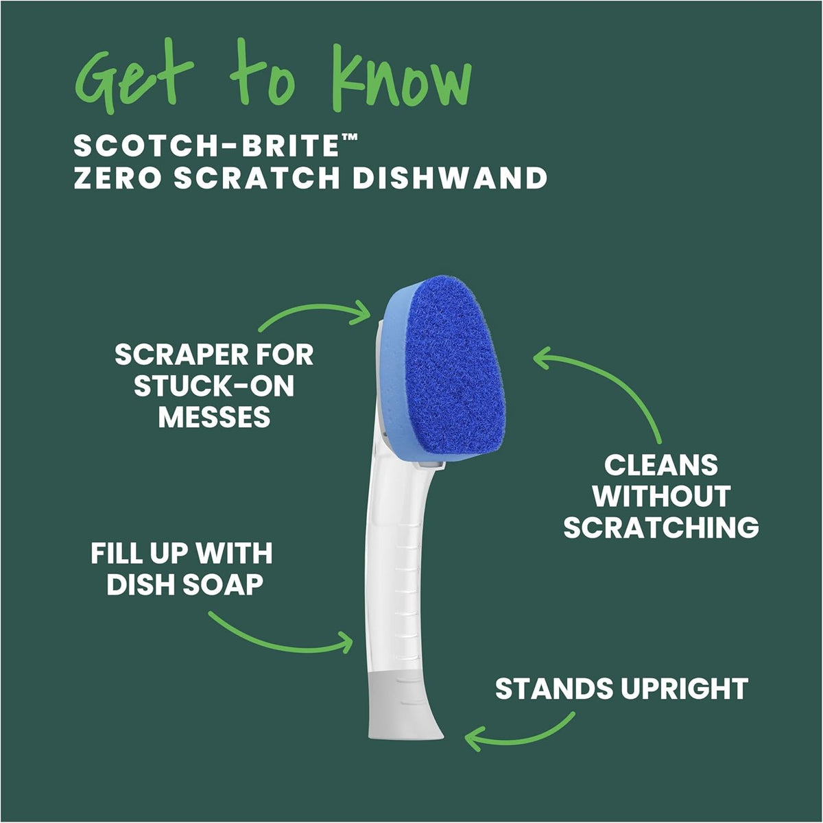 Scotch-Brite Non-Scratch Dishwand Kit, 1 Wand & 7 Refill Pads