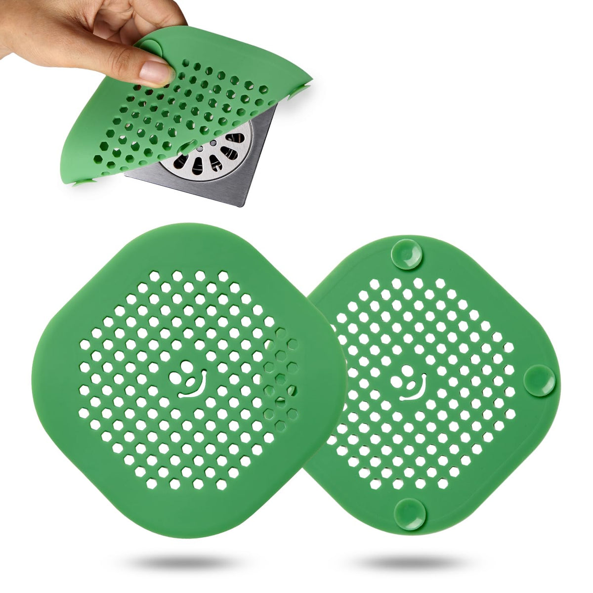 2 Pack Drain Hair Catcher Silicone Bathroom Accessories Shower Drain Protector Sink Drain Strainer Hair Stopper for Shower Kitchen Bathroom Tub Grey