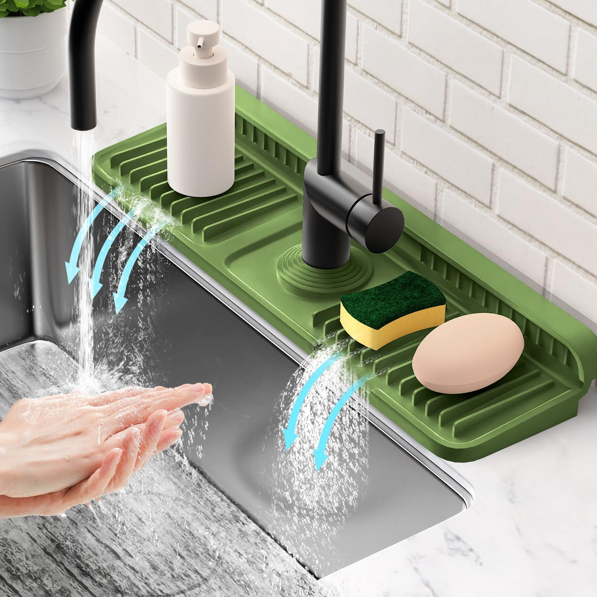 24'' Longer Faucet Mat for Kitchen Sink Water Splash Guard Behind Faucet