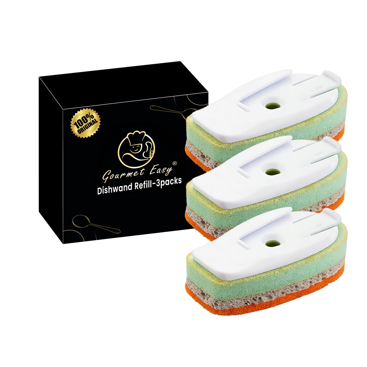 Gourmet Easy Dish Wand with Stainless Steel Handle & Easy Storage Holder