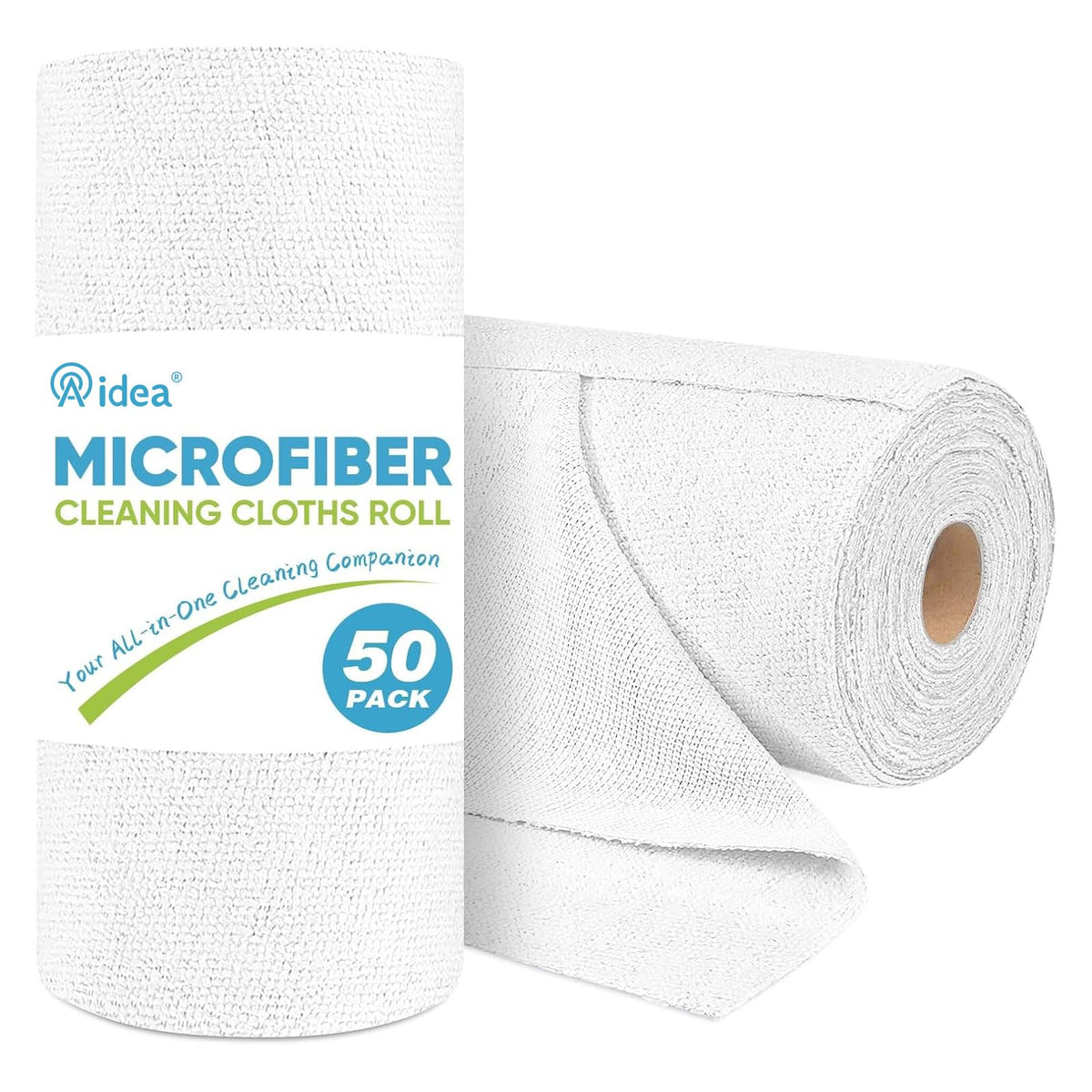 AIDEA Microfiber Cleaning Cloth Roll-50PK, Reusable Paper Towels 11.5×11.5"