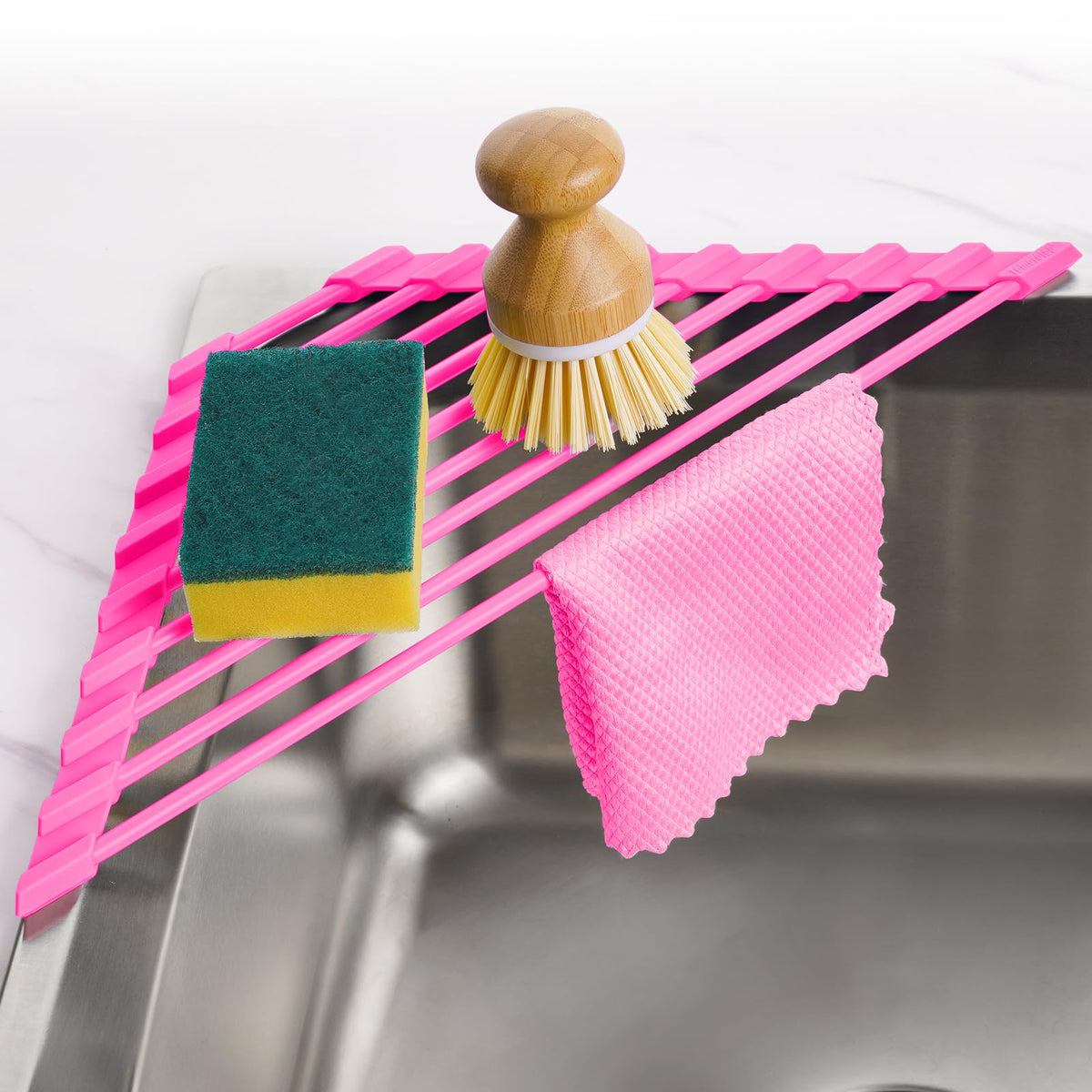 Tomorotec Triangle Roll Up Dish Drying Rack with Silicone Coating, Black