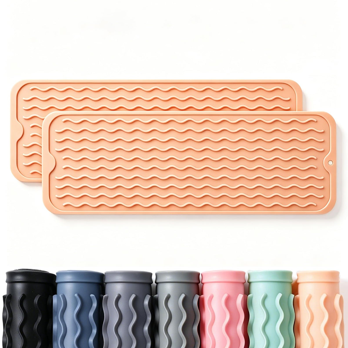 2 Pack Caketime Silicone Dish Drying Mat for Kitchen Counter Heat Resistant Under Sink Waterproof Coffee Bar Accessories Dining Rack Stone Utensil Holder Countertop Decor Must Haves 2026