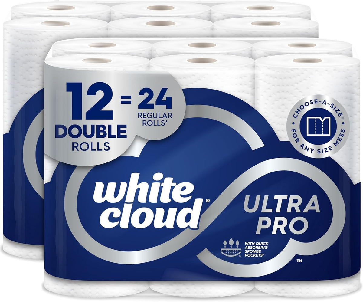 White Cloud Ultra PRO Paper Towel, 2 Packs of 6 Double Rolls