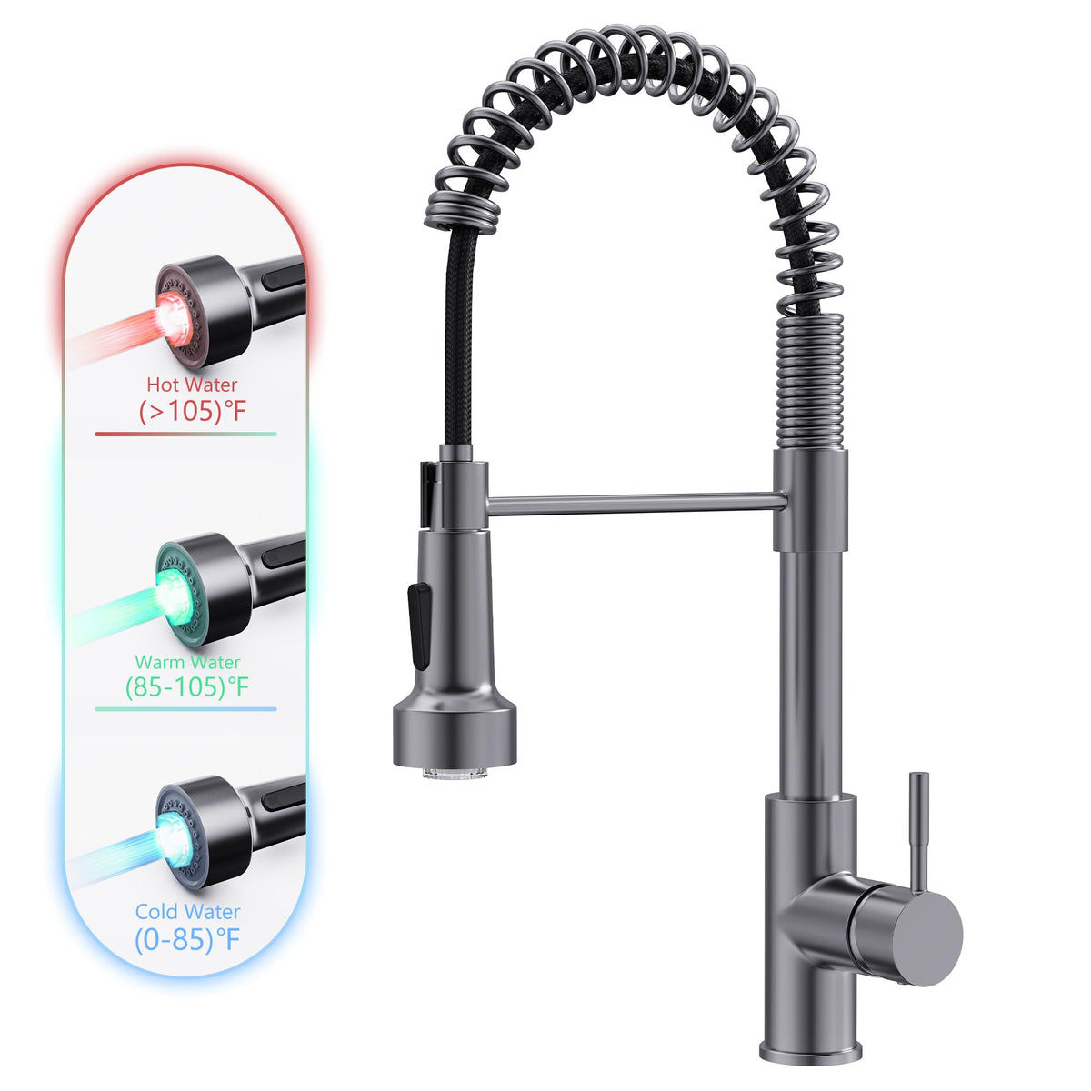 GIMILI Black Kitchen Faucet with Pull Down Sprayer
