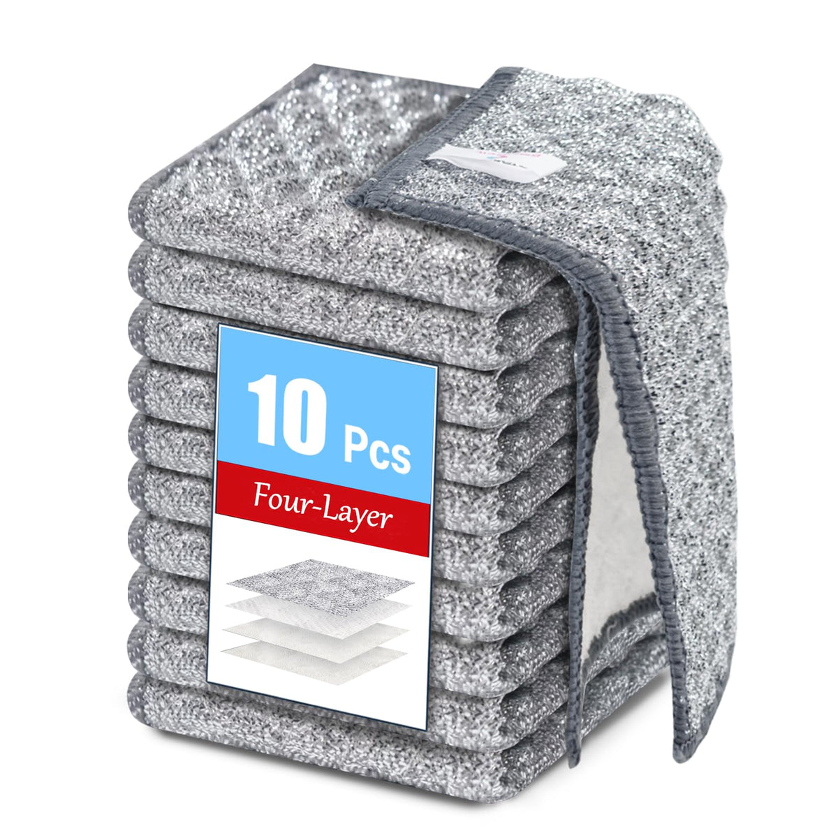 Wangjinpeng 12PK 3-Layer Non-Scratch Wire Dishcloths, 7.87 x 7.87 in