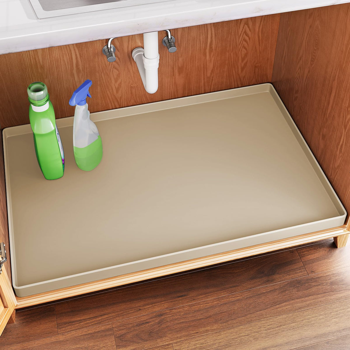 FLATO Waterproof Under Sink Mat, 34" x 22", Dark Gray