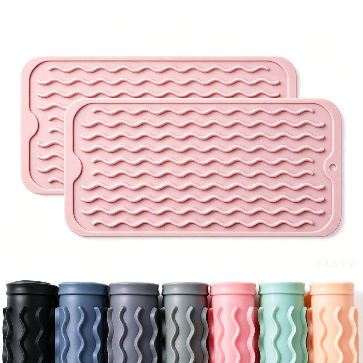2 Pack Caketime Silicone Dish Drying Mat for Kitchen Counter Heat Resistant Under Sink Waterproof Coffee Bar Accessories Dining Rack Stone Utensil Holder Countertop Decor Must Haves 2026
