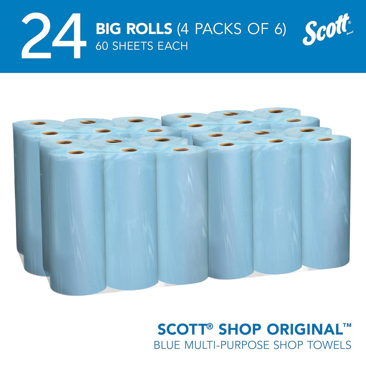 Scott Shop Towels Original Big Rolls, 60 Towels/Roll, 24 Big Rolls/Case