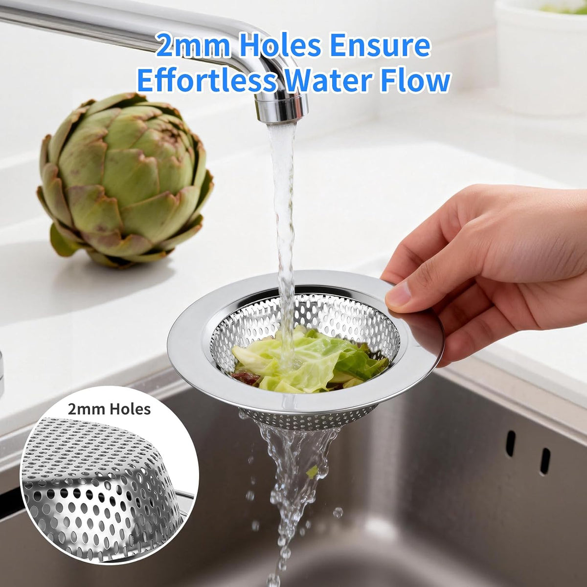 Chefbee 4PCS 4.4" Stainless Steel Kitchen Sink Drain Strainer Food Catcher