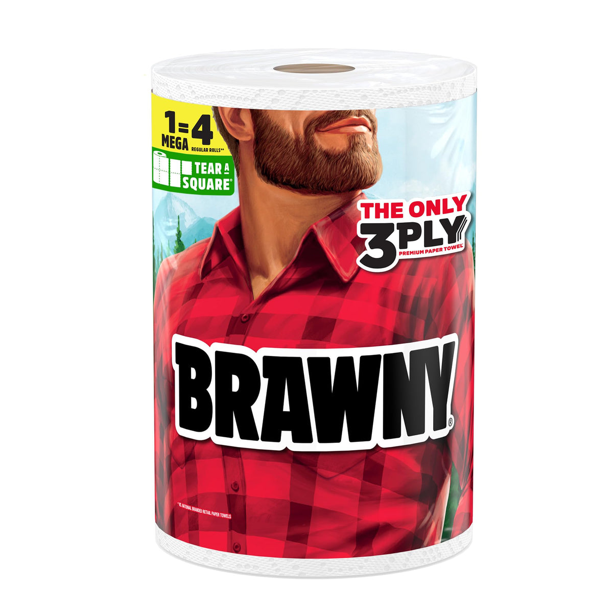 Brawny Tear-A-Square 3-Ply Paper Towels, 12 XL Family Rolls = 30 Regular