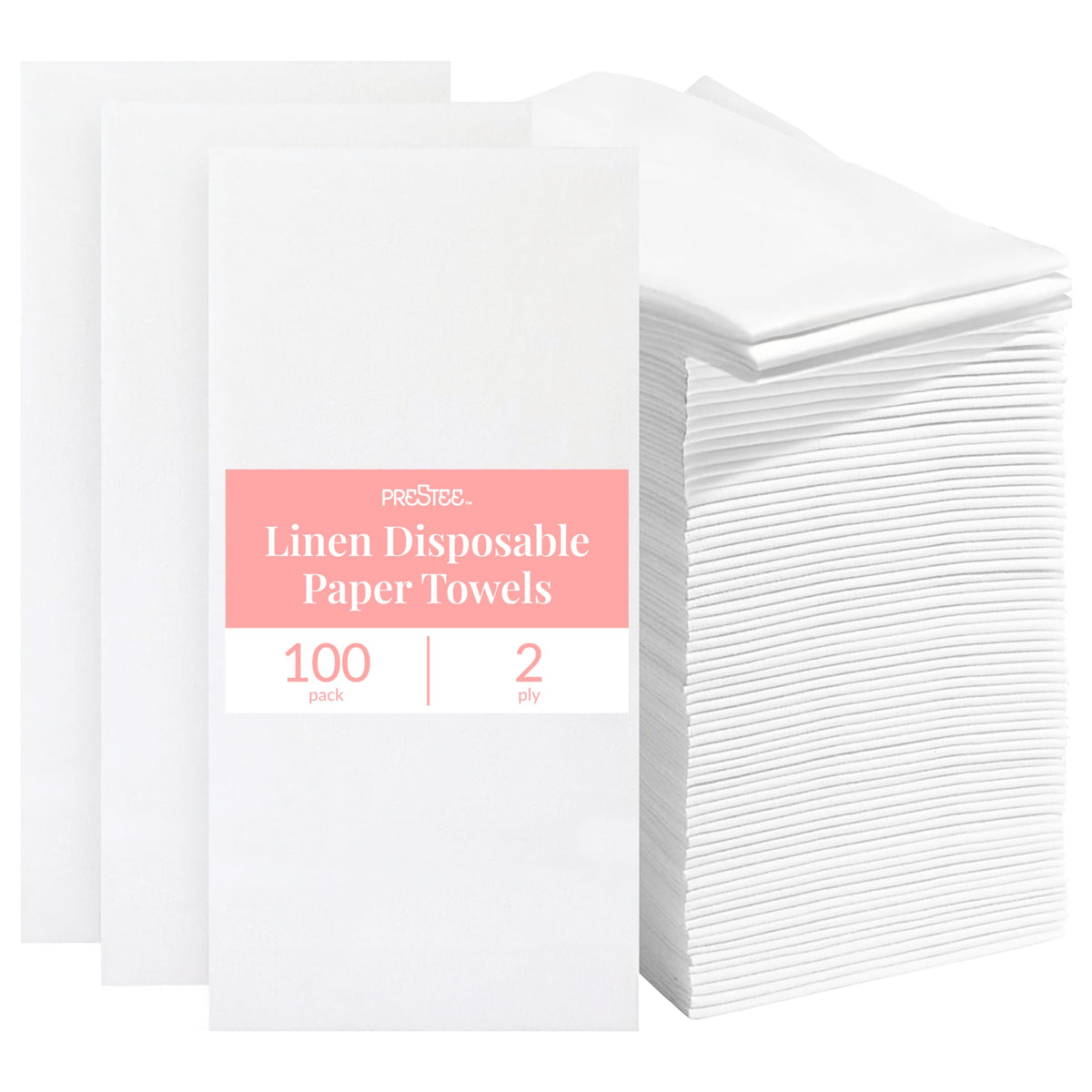 Prestee 50-Pack Paper Towels - 7.8 x 4.25 Inch Soft Linen Feel Paper Napkins - Durable and Absorbent Hand Towels for Bathroom - Disposable Table Napkins for Weddings, Dinners, Christmas, Thanksgiving