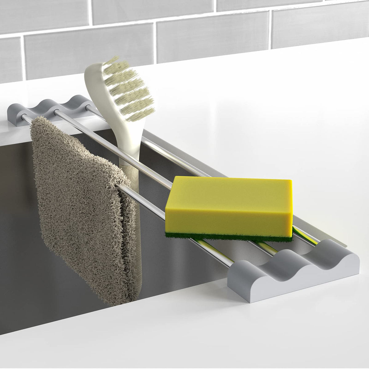 Tomorotec Adjustable Over-The-Sink Kitchen Rack, BPA-Free, Gray