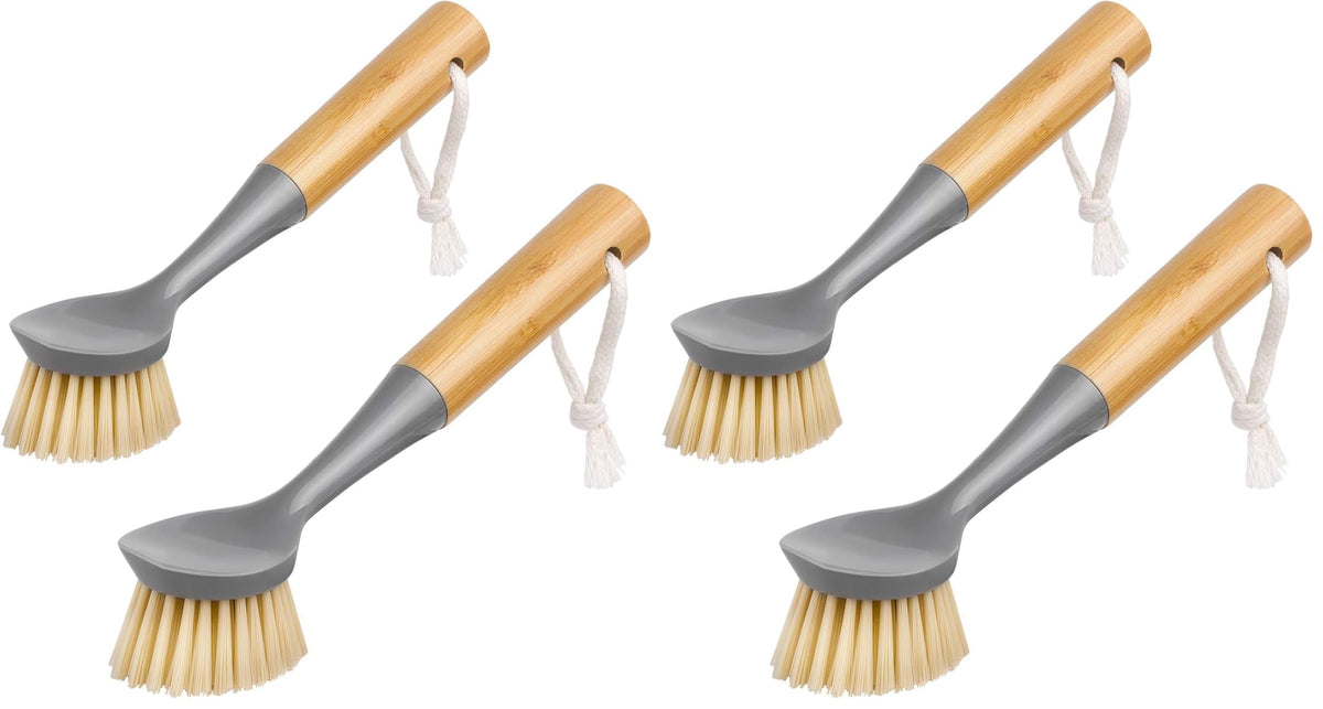MR.SIGA Bamboo Palm Brush, Dish Scrub Brush, Bamboo Dish Brush, Pack of 2