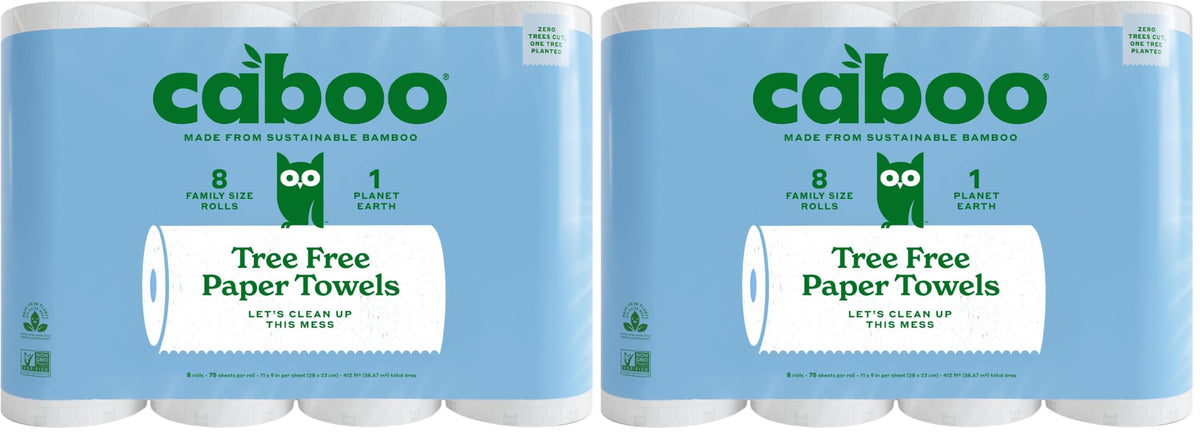 Caboo Tree Free Paper Towels, Sustainable, Toxin Free, 8 Family Size Rolls