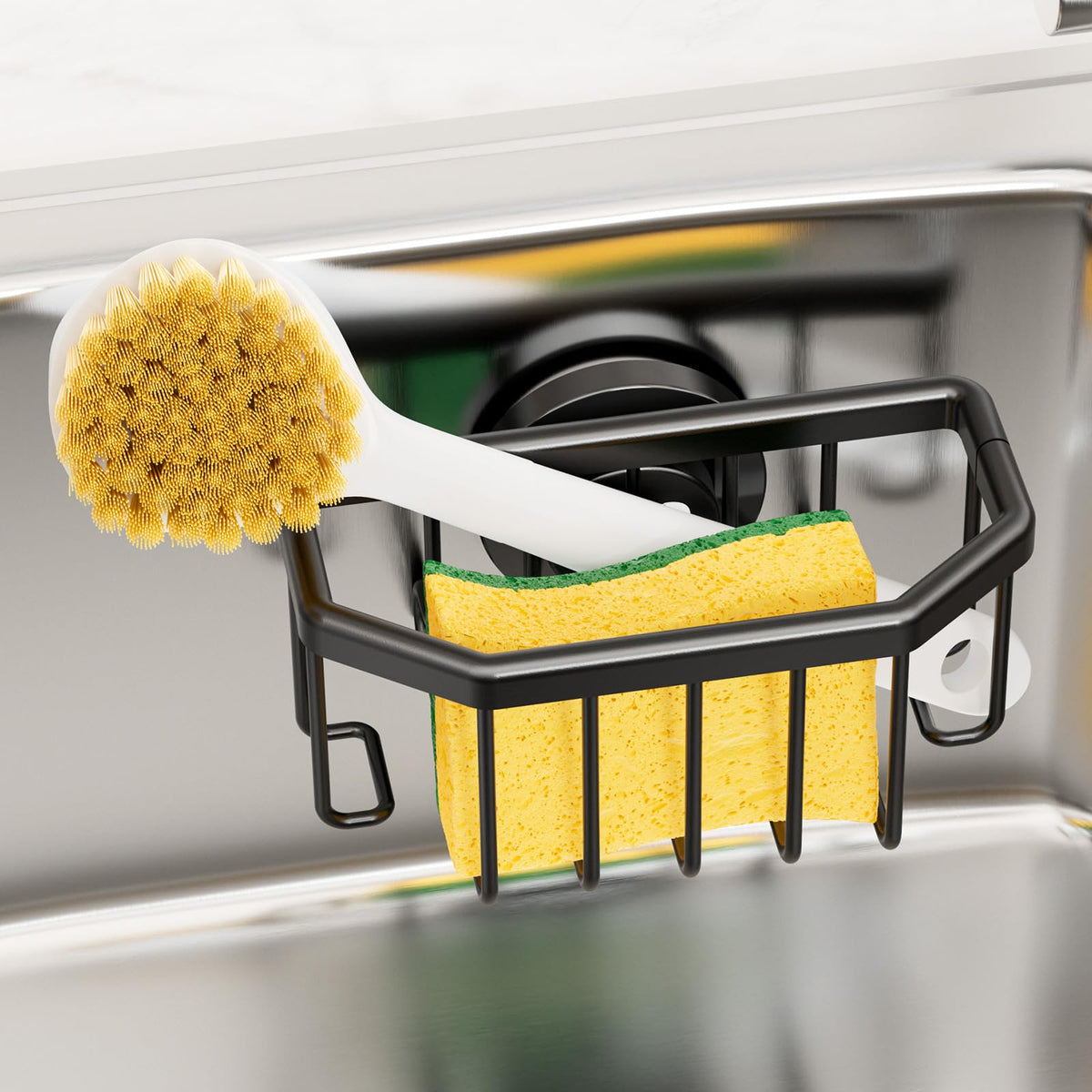 TAILI Silver Sponge Holder for Kitchen Sink with Strong Suction Cup