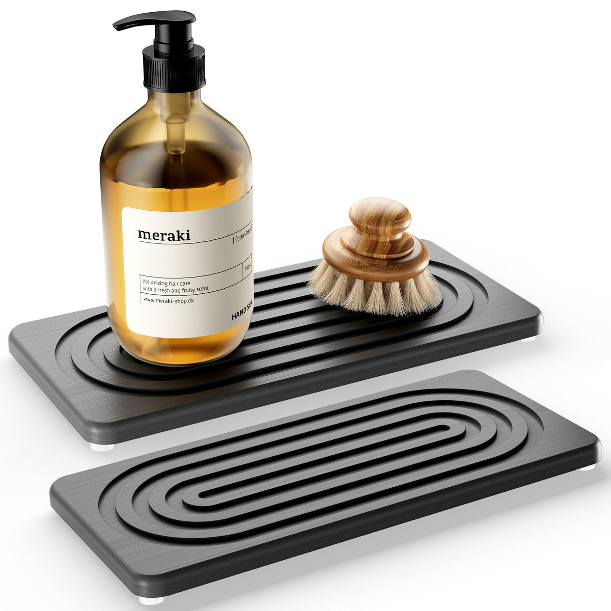 Water Absorbing Stone Tray, Quick Drying Diatomite Bathroom Tray Countertop, Stone Drying Mat for Kitchen Counter, Soap Dish Dispenser Vanity Organizer, White-A-8.3" x 4"