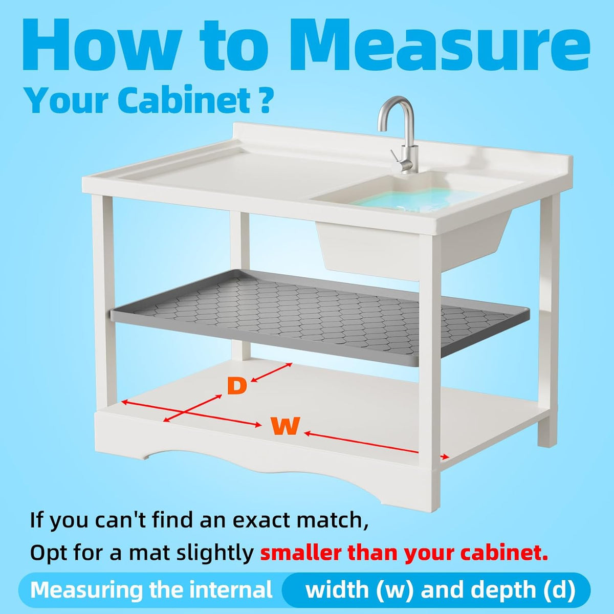 Winisok Waterproof Under Sink Mat 34" x 22", Silicone Mat, Beige