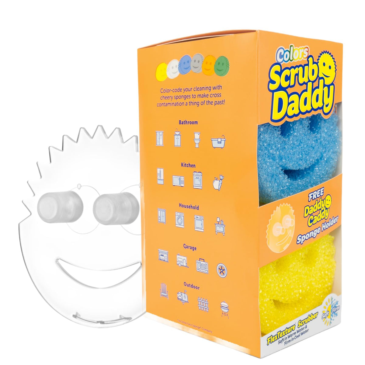 Scrub Mommy Kitchen Sponge (6) + Daddy Caddy Sink Holder