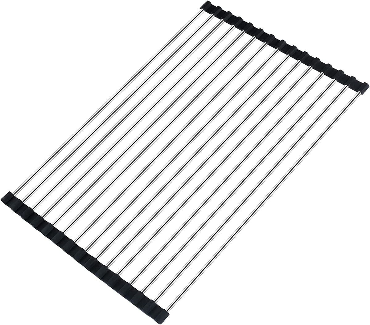 Seropy Roll Up Dish Drying Rack, Over the Sink Dish Drying Rack Kitchen Rolling Dish Drainer, Foldable Sink Rack Mat Stainless Steel Wire Dish Drying Rack for Kitchen Sink Counter Storage 17.5x11.8