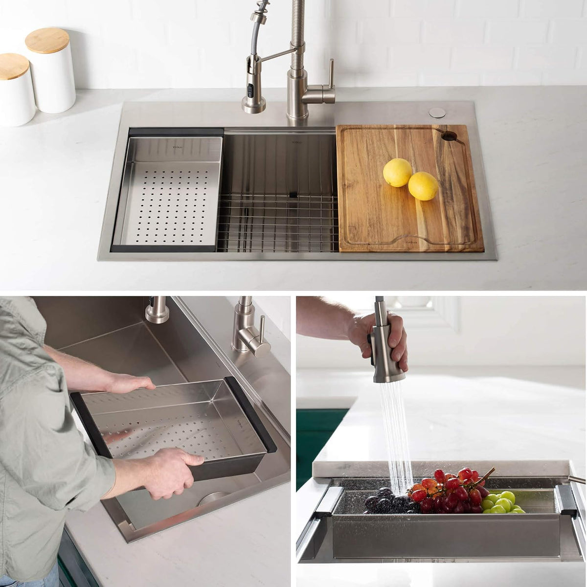 Kraus Stainless Steel 16.75 in Workstation Kitchen Sink Colander CS-6