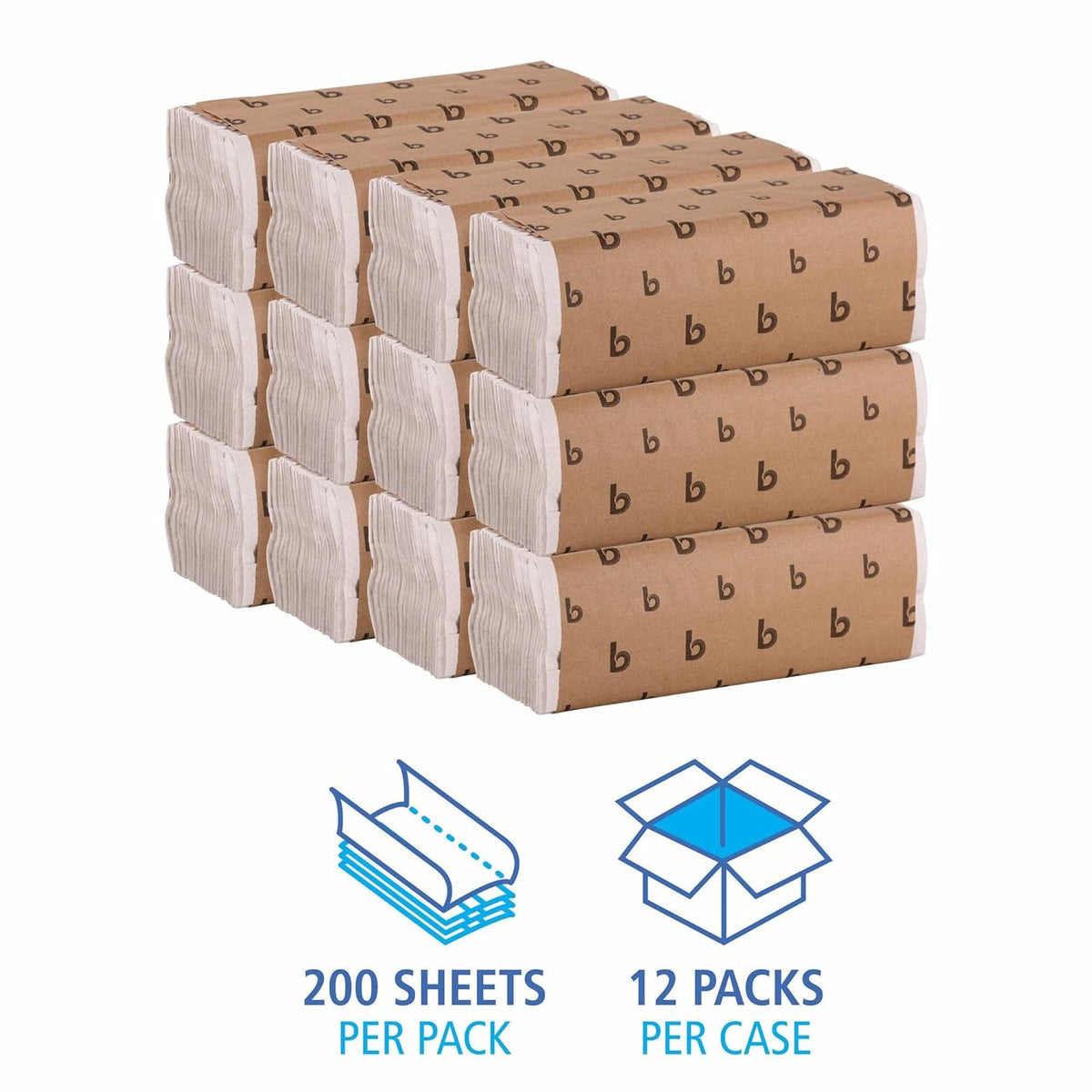 Boardwalk C-Fold Disposable Bathroom Paper Hand Towels, 1-Ply, 11.44 x 10, 200 Sheets/Pack, 12 Packs/Carton, White