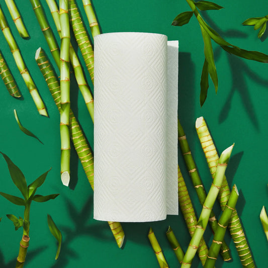 Grove Co. 2-Ply Bamboo Kitchen Paper Towels (5.4" x 11", 140 Sheets/Roll), FSC Certified, Absorbent, Dye-Free, Bleach-Free, Unscented Home Care Supplies for Kitchen Spills & Cleanup