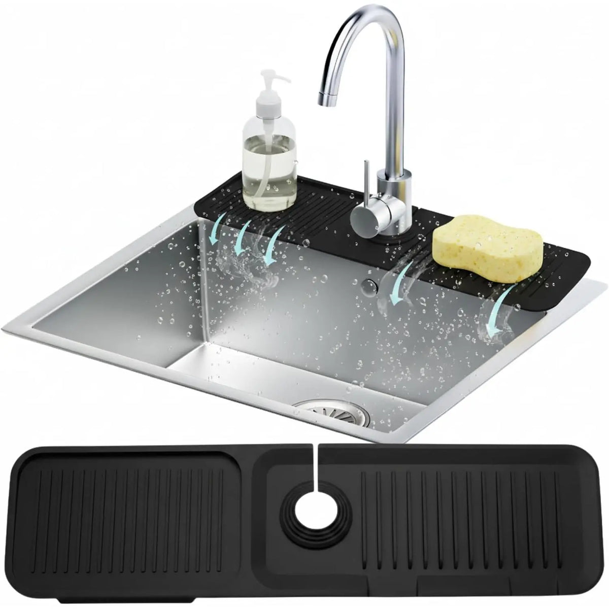 14.6”  Faucet Mat For Kitchen Sink, Kitchen Sink Splash Guard Behind Faucet, Kitchen Faucet Mat For Kitchen Sink, Kitchen Sink Faucet Mat Splash Guard and Sink Water Splash Guard (Beige)