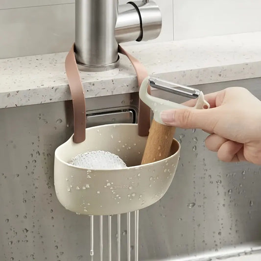 No-Drill Sink Hanging Drain Basket, Faucet Hangable Storage Organizer, Hanging Bag for Dishwashing Sponge, Household Kitchen Supplies