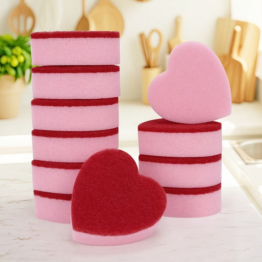 Creative Heart-Shaped Sponge Wipe, High-Value Cute Design, Comfortable to The Touch, Soft And Easy to Use, Easy to Rinse, No Residue, No Crumbs, Essential for Household Dishwashing And Cleaning, Warm And Lovely to Enhance The Small Mood of Life