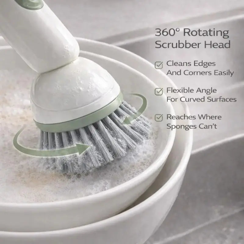 6-in-1 PVC Dish Brush with 360° Rotatable Design, Soap Dispenser and Holder, Multifunctional Kitchen Cleaning Tool for Pots, Pans, Sink