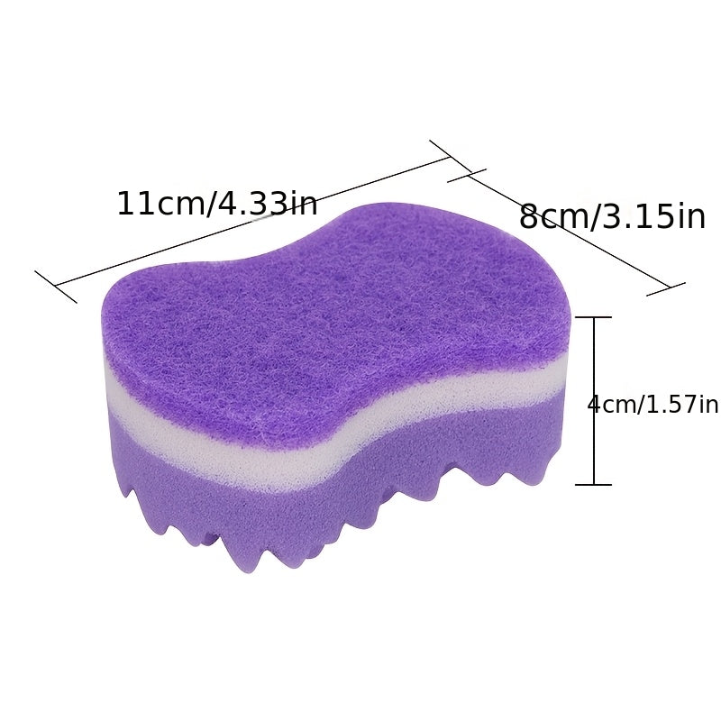 Purple Three-Layer Wavy Sponge Wipe, Soft And Skin-Friendly Thickened Design, Layered Structure, Durable And Not Easy to Deform, Rounded Corners Do Not Hurt Utensils, Absorbent, Quick-Drying And Easy to Clean