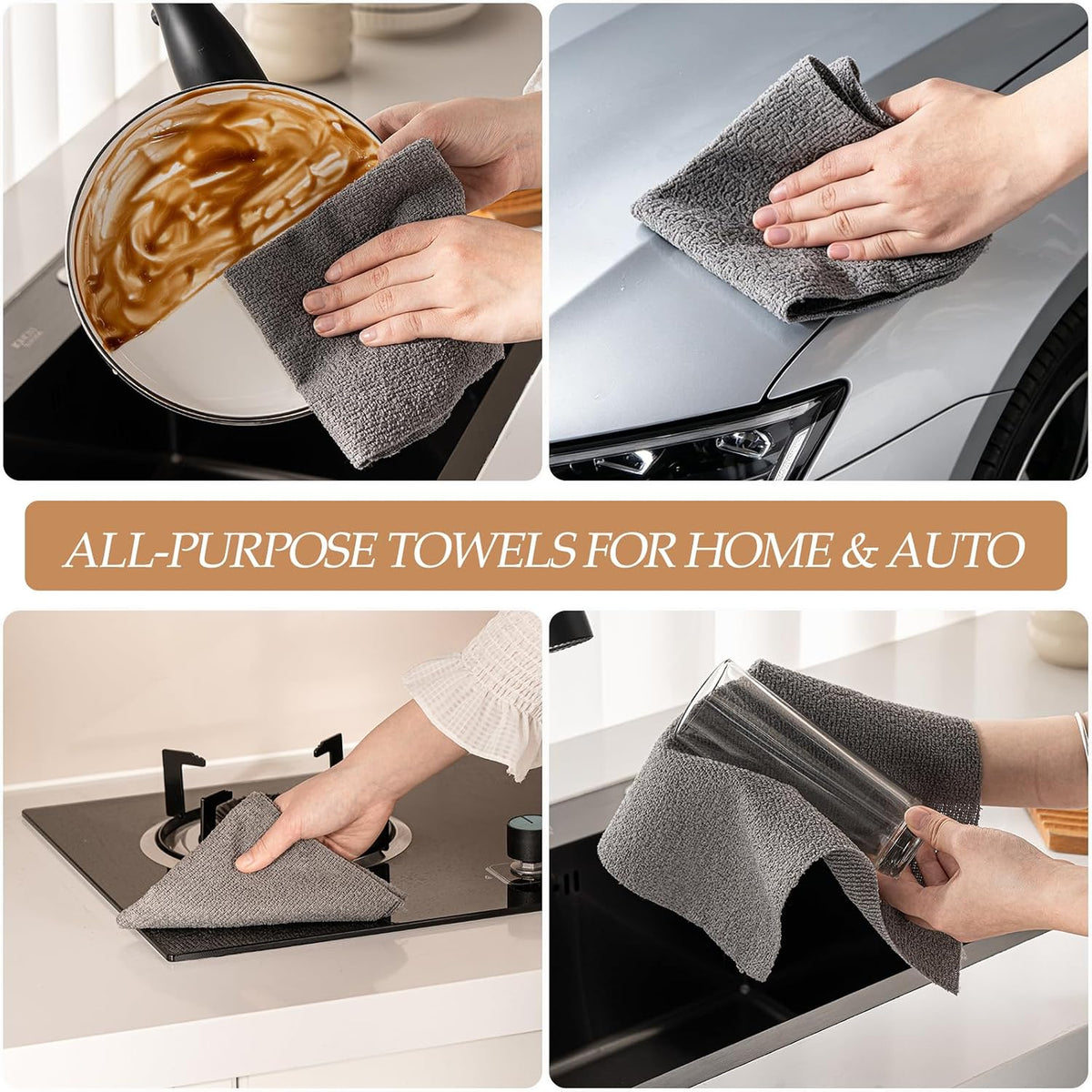 Reusable Paper Towels, 75-Pack,12" x 12"Kitchen and Dish Cleaning(Gray)