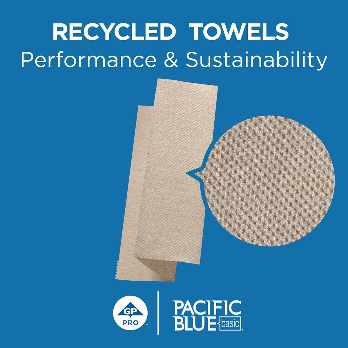 Pacific Blue Basic by Georgia-Pacific PRO Recycled Multifold 1-Ply Paper Towels, Brown, 9.4” x 9.2” (LxW), 250 Towels Per Pack, 16 Packs Per Case, 23304