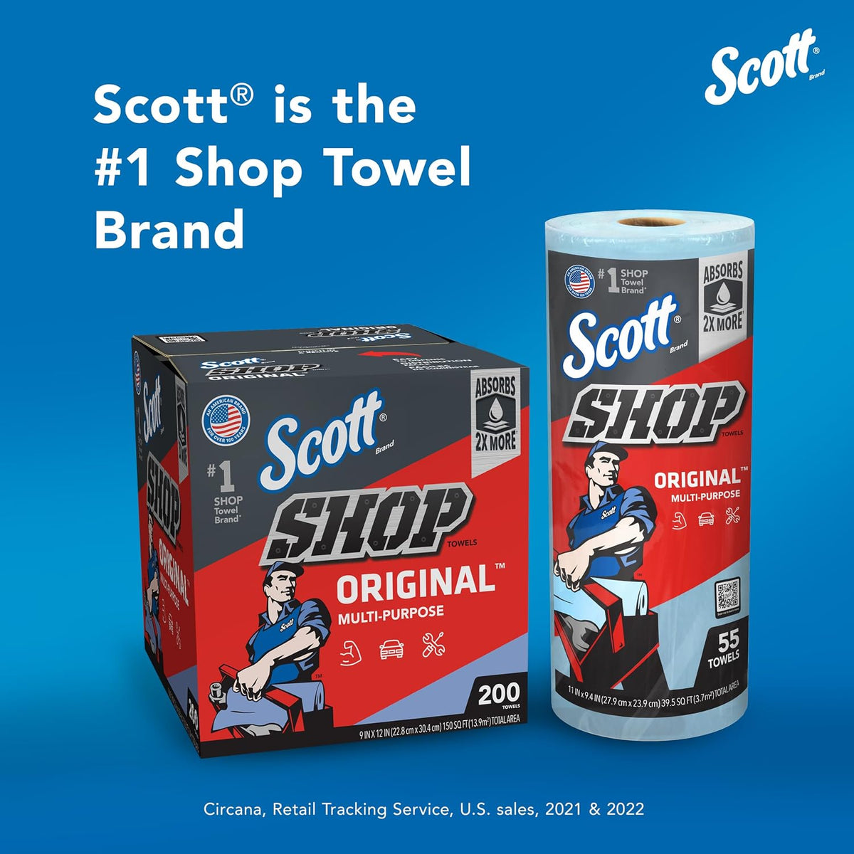 Scott Shop Towels Original Big Rolls, 60 Towels/Roll, 24 Big Rolls/Case