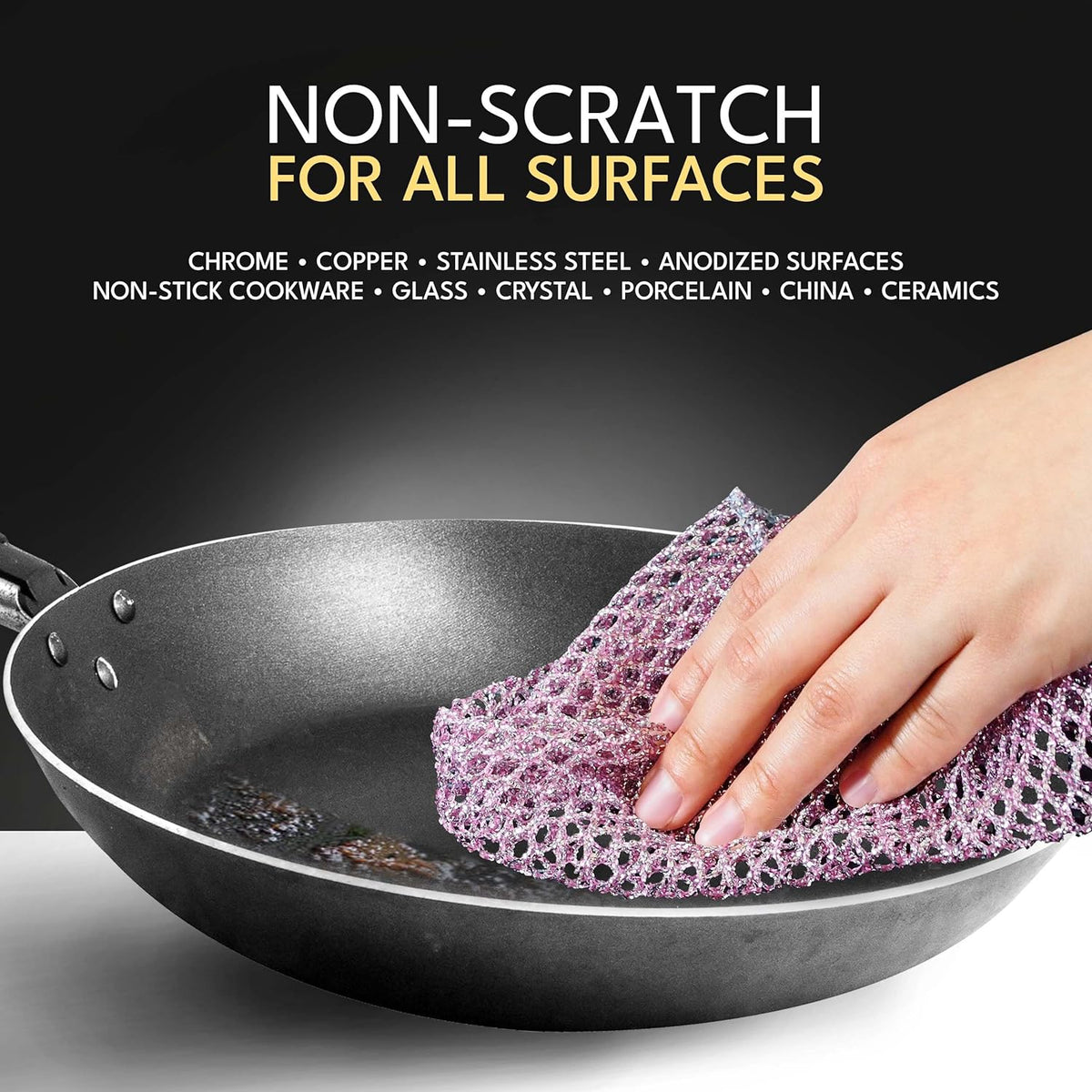 Non-Scratch Dish Scrubbers (6 Pcs) — Outlasts 7+ Sponges, Stays Odor-Free | Replace Smelly Kitchen Sponges | Non-Absorbent Mesh | Safe on Non-Stick, Cast Iron, Glass | Made in Korea Since 2012