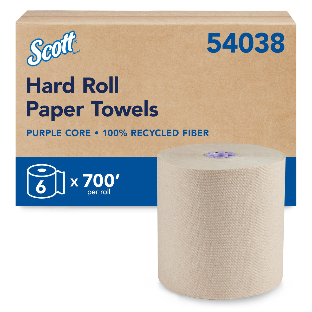 Scott Professional Hard Roll Paper Towels, Bulk, 6 Rolls x 700' (54038)