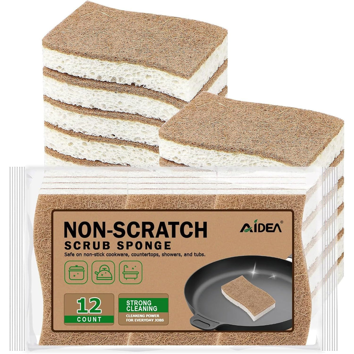 AIDEA Sponges Kitchen, 9Count, Dish Sponges, Heavy-Duty Scrub Sponge