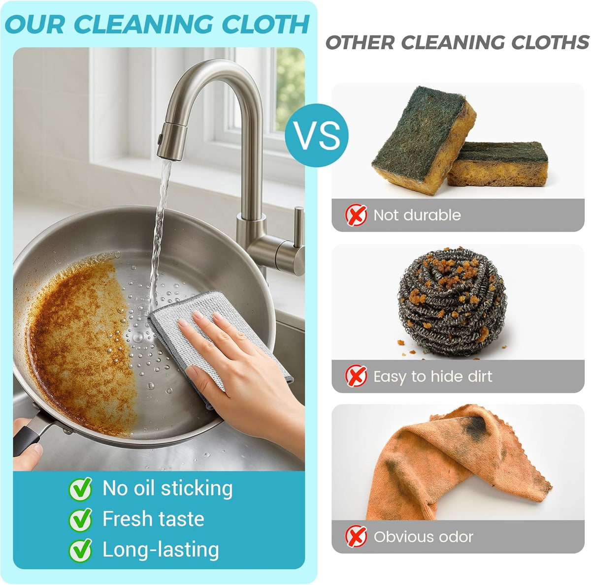 12pcs Upgrade 3-Layer Non-Scratch Steel Wool Dish Rags for Washing Dishes
