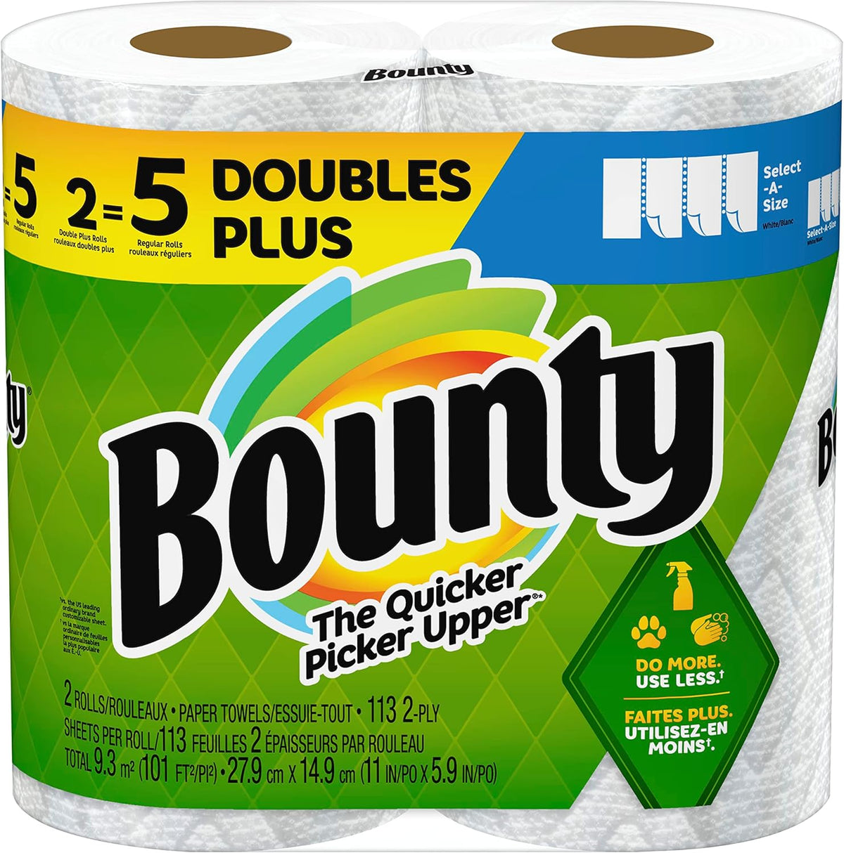 Bounty Essentials Select-A-Size Paper Towels, White, 6 Triple Rolls = 18 Regular Rolls