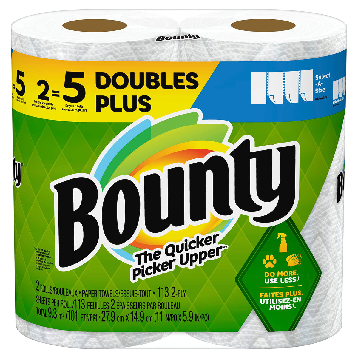 Bounty Essentials Select-A-Size Paper Towels, White, 6 Triple Rolls = 18 Regular Rolls