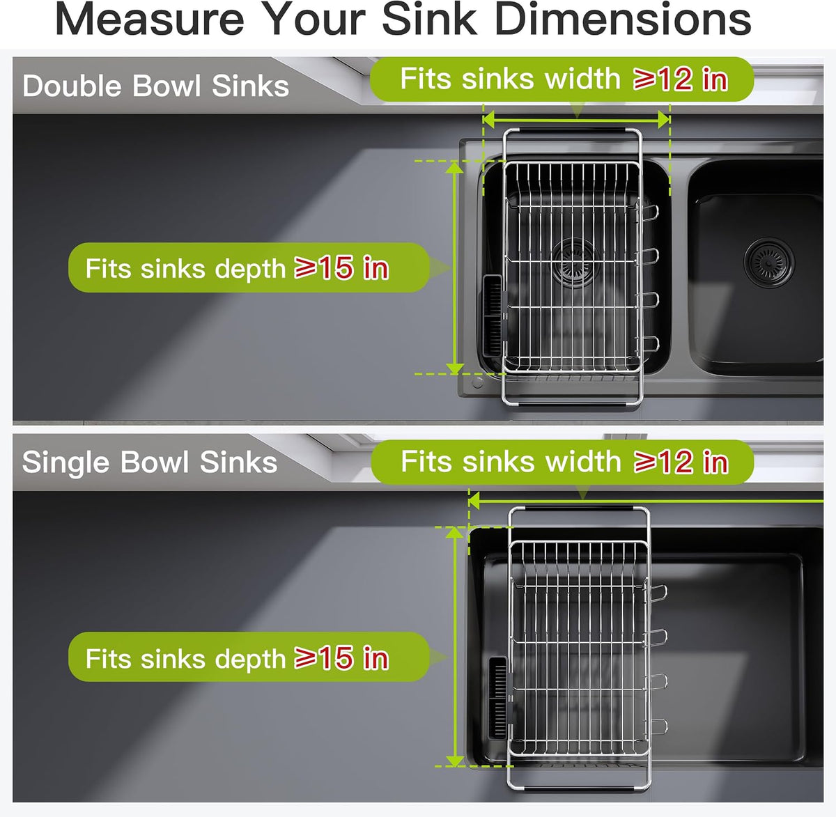 JASIWAY Dish Drying Rack in Sink, Dish Drainer with Cup and Utensil Holder